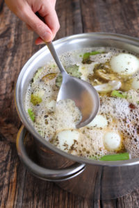 Organic Homemade Bone Broth Skim off Foam